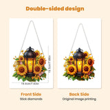 MXJSUA Lantern Sunflowers Special Shaped Hanging Diamond Painting Art Kits for Adults, Crystal Rhinestone Acrylic Gem Art Pendant Ornaments Kit for Home Decoration and Gift MXJSUA