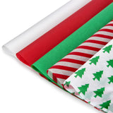 Blisstime Christmas Tissue Paper Gift Wrapping Paper, 120 Sheets, 13.5" X 19.5", White, Red, Green, Red Stripe, Christmas Trees Design Blisstime