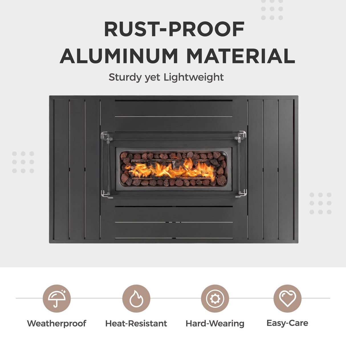 Wisteria Lane 7 Seats Aluminum Outdoor Patio Furniture Set with 54 Inch Propane Gas Fire Pit Table, Modern Patio Conversation Sets with Outdoor Sectional Couch for Backyard, Garden, Dark Grey Wisteria Lane