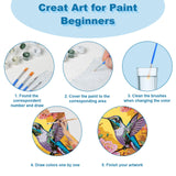 Ninonly Paint by Numbers Kit Framed Canvas, Hummingbird Paint by Number Arts and Crafts Kits for Adults Beginner, Brushes, Acrylic Painting, 9 * 12 Inch Ninonly