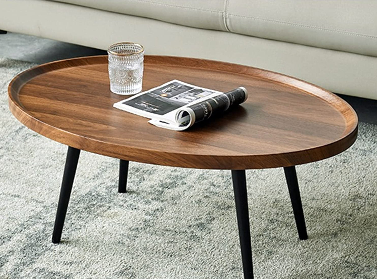 Wooden Coffee Table Rustic Nesting Tables Oval Walnut Coffee Table Modern Sofa Table End Tables for Living Room Home Office Coffee Shop Cavent