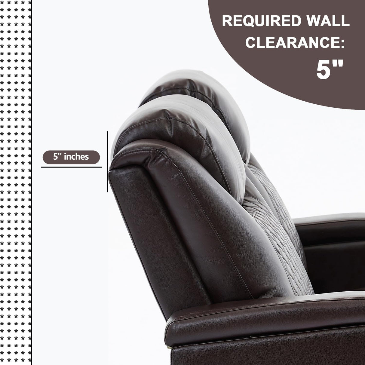 AZXZCS RV Loveseat Recliner, Wall Hugger Recliner Sofa PU Leather with Removable Armrests and Pillows for RVs, Living Rooms, and Home Theaters (Brown, Row of 2) AZXZCS