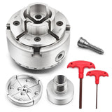 Yunnergo 1" x 8 TPI Thread 4 Inch Self Centering Wood Lathe Nickel-Plated Chuck Set 2/3/5 Jaw Turning Chuck Set (2PCs Jaw) Yunnergo