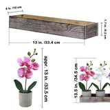 Winlyn Set of 3 Small Artificial Orchid Potted Plants Arrangement with Rustic Wood Planter Box Real Touch Faux Phalaenopsis Moth Orchid Flowers in Pots for Home Office Desk Shelf Table Centerpiece Winlyn