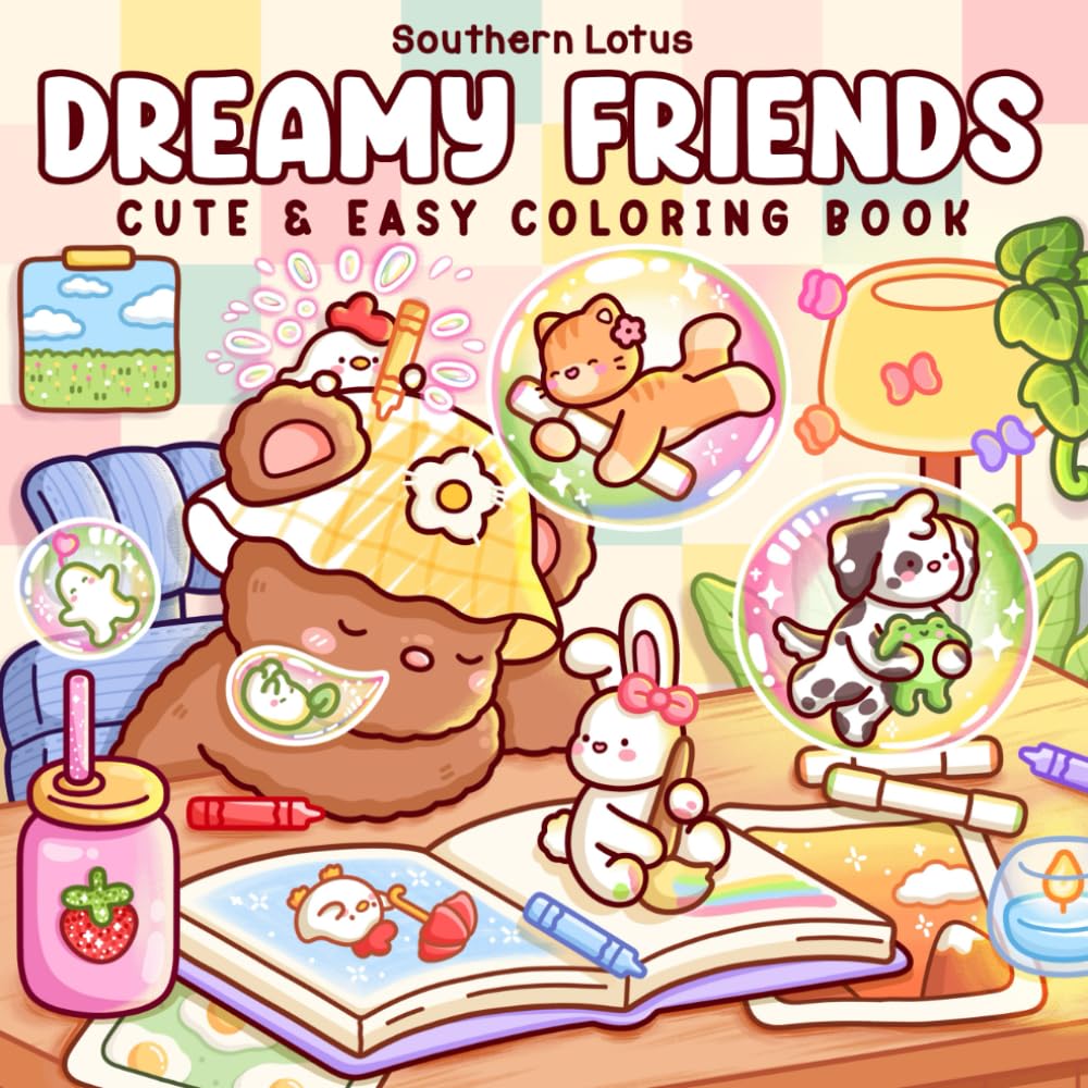 Dreamy Friends: Coloring Book for Adults and Teens Featuring Little Animal Friends and Fantasy Characters in Funny and Cozy Adventures for Relaxation (Cute & Easy Coloring) WoodArtSupply