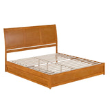 AFI, Andorra King Platform Bed with Panel Footboard & Twin XL Trundle, Light Toffee AFI