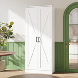 Letaya Storage Cabinet,75" H Metal Kitchen Pantry Cabinets with Doors and Adjustable Shelves,Pantry Organizers for for Cupboard/Dining/Bathroom/Office/Garage Room,White Letaya