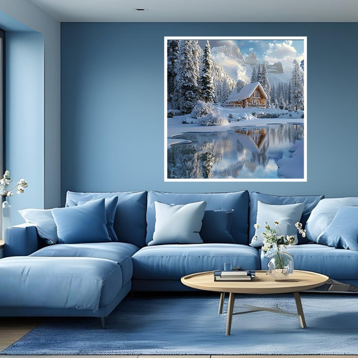 GXGLLPZBY 5D Diamond Paintings Kits for Beginners, Cabin Diamond Arts Kits for Adults, DIY Snowy Landscape Paint by Diamond, Full Drill Dot Gem Art for Home Wall Decor 13.8x13.8inch GXGLLPZBY