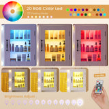 Quimoo Vanity Desk, Makeup Vanity with Lights, Large Mirror Vanity with 3 Drawers and 2 Cabinets, Vanity Table Set with Power Outlet and Glass Tabletop, for Bedroom (White) Quimoo