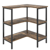 VECELO Corner Cabinet Table with 3 Tier Open Shelf, Multipurpose Display Organizer Storage Stand, for Small Space Living Room Home Office Kitchen, Brown VECELO