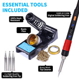 YIHUA 928D-III Soldering Iron,110W High Power, Fully Digital Display °F /°C- Temperature Control Soldering Tool, Accurate 194~896°F, with ON/OFF Switch, Iron Tip, Brass Wool, Automatic Sleep Mode YIHUA
