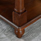 JESONVID Narrow Open End Table with Drawer, Solid Wood Side Table 2-Tier Skinny Table with Storage Shelves Slim Nightstand Small Sofa End Table for Living Room Bedroom-Cherry Walnut 004DWA JESONVID