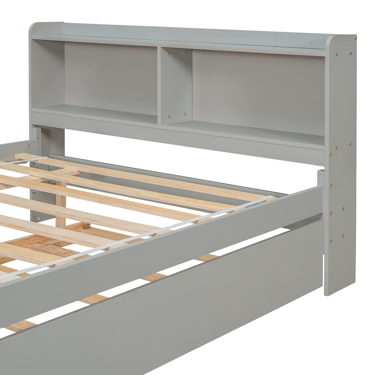 Harper & Bright Designs Full Size Bed Frame with Trundle, Full Size Platform Bed with Twin Trundle Under, Grey Harper & Bright Designs