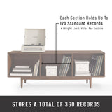 Crosley Furniture Liam Large Vinyl Record Storage TV Stand and Entertainment Center, Media Console, Walnut Crosley Furniture