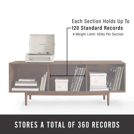 Crosley Furniture Liam Large Vinyl Record Storage TV Stand and Entertainment Center, Media Console, Walnut Crosley Furniture