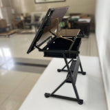 WEUMNV Drafting Table Art Desk Drawing Table Height Adjustable Artist Table Tilted Tabletop w/Drafting Stool and Storage Drawer for Reading, Writing (One stools) WEUMNV