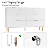 GarveeHome Fluted Wood Dresser 7 Drawers Dresser for Bedroom, Large Modern White Dresser with Gold Handle, Wood Drawer Organizer for Bedroom, Living Room, Hallway, Entryway GarveeHome