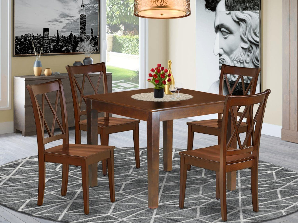 East West Furniture OXCL5-MAH-W Oxford 5 Piece Dining Set for 4 Includes a Square Kitchen Table and 4 Dinette Chairs, 36x36 Inch East West Furniture