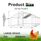 Large Metal Chicken Coop Walk-in Poultry Cage Hen Run House with Waterproof and Anti-Ultraviolet Cover for Backyard Farm Garden, Cage for Rabbits Duck Spire Roof(10’ W x 19.7’ L x 6.4’ H) Rupzen