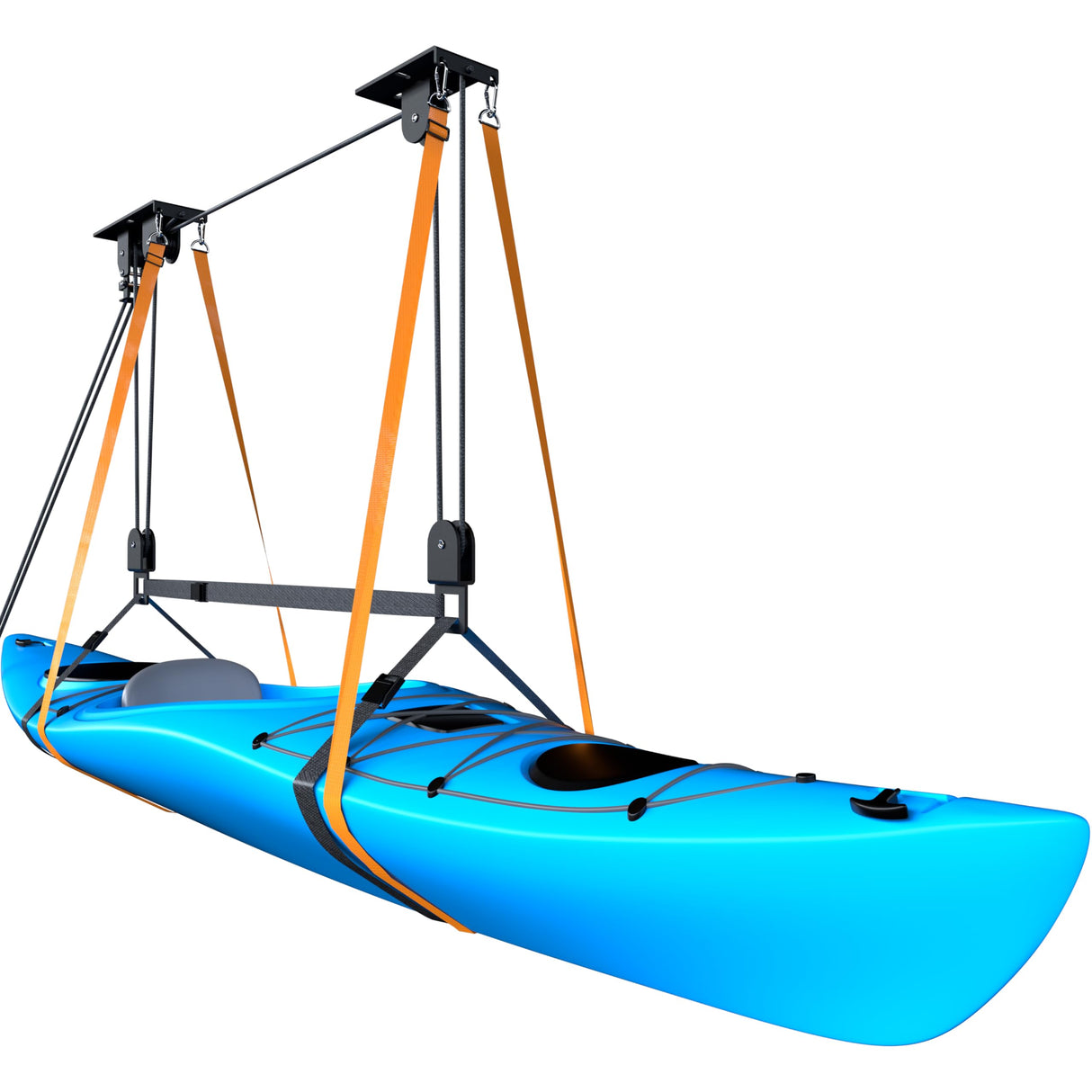 TRUSOON Kayak Hoist, Heavy Duty Kayak Pulley System for Garage Ceiling, Hold Up to 150 lbs Capacity, Canoe Garage Lift Storage System, Fit 10-18 Foot Ceilings, Black TRUSOON