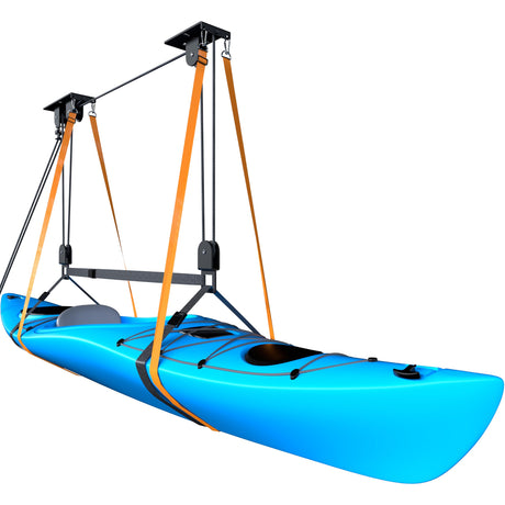 TRUSOON Kayak Hoist, Heavy Duty Kayak Pulley System for Garage Ceiling, Hold Up to 150 lbs Capacity, Canoe Garage Lift Storage System, Fit 10-18 Foot Ceilings, Black TRUSOON