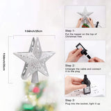 DG-Direct Christmas Tree Topper Lighted Star [Silver],3D Hollow Sparkling Star Christmas Tree Topper with Rotating Magic Cool White Snowflake Projector for Christmas Tree Ornament (Silver) DG-Direct