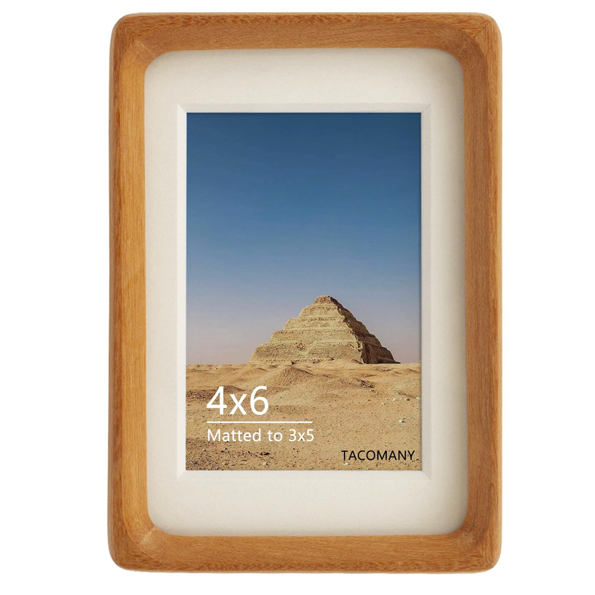 Natural Wood Photo Frames Inspired Tabletop Picture Frame with Mat, Vertical or Horizontal Display (Teak, 4x6 matted to 3x5) WoodArtSupply