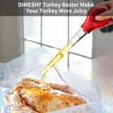 DIMESHY Turkey Baster Food Grade for Cooking & Basting, Detachable Round Bulb, Baster Cooking Good for Meat Poultry Beef Chicken, with Cleaning brush, inject needle, Basting brush(red) DIMESHY