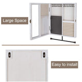 Keebofly Wall Mounted Jewelry Organizer With Rustic Wood Large Space Jewelry Cabinet, Holder, Storage Box for Necklaces, Earrings, Bracelets, Ring Holder, and Accessories White Keebofly