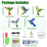 JeCuiK Hummingbird Diamond Painting Wind Chimes Double Side DIY Diamond Art Kits for Adults Diamond Painting Kits Wind Chimes 3D Diamond Art Suncatchers Hanging Ornament Crafts for Garden Decor JeCuiK