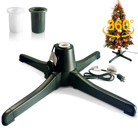 LAIAMER Rotating Christmas Tree Stand 360-Degree Adjustable Rotating Tree Stand for up to 7.5ft Tall and 80lbs Artificial Tree with 3 Trunk Diameter Settings