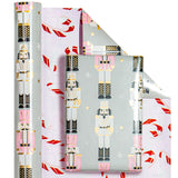 WRAPAHOLIC Reversible Nutcracker Christmas Wrapping Paper - Mini Roll - 17 Inch x 33 Feet - Nutcracker and Candy Cane Design Printed on Pearlized Paper for Chrsitmas, Holiday, Party Celebration WRAPAHOLIC