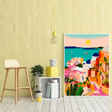 AREOPNMG Cityscape Paint by Numbers Kit for Adults Beginner DIY Sunset Landscape Painting by Numbers Kits,with 3 Brushes and Acrylic Paint(Without Frame), Home Wall Decor 12 x 16 in AREOPNMG