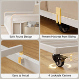 ONBRILL Twin Daybed with Trundle, Metal Day Bed Frame with Ergonomic Upholstered Headboard & Charging Station, Sofa Bed with Twin Trundle for Living Room, Bedroom, playroom, and Guest Room, White ONBRILL