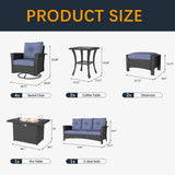 FUARTIO 10 Pieces Outdoor Patio Furniture Set with Fire Pit Table, Wicker Patio Sectional Set Conversation Wicker Swivel Chairs with Small Side Table FUARTIO