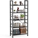 DUMOS 5 Tiers Bookshelf, Classical Book Shelf, Tall Display Shelves in Living Room/Home/Office, Storage Organizer for CDs/Books/Movies, Modern Black DUMOS