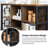 HOMISSUE 6 Cube Storage Organizer Shelf, Rustic Short Bookshelf with 3 Cubby Bin, Industrial Horizontal Bookshelves with Metal Frame, Low and Wide Bookcase for Living Room and Office, Brown HOMISSUE