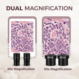 ESAKO Dual LED Kids Microscope - 52+ Piece Science Kit with Mineral & Insect Specimens, 10 Prepared Slides & 10 DIY Blank Slides, Microscope kit for Kids 8-12 ESAKO