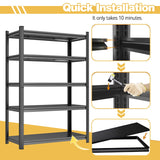 Garage Shelving Metal Storage Shelves 3500LBS Garage Storage Shelves Heavy Duty 5-Tier Adjustable Shelving Units for Basement, Commercial, Warehouse, Industrial, Black PRESTELION