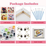 YarnWhimsy 4 Pack Paint by Numbers Kit for Kids with Frame- Animals Paint by Numbers for Kids Ages 4 8 12, Easy Horse Cat Hedgehog Koala DIY Acrylic Oil Painting Kits for Home Wall Decor(8X8inch) YarnWhimsy