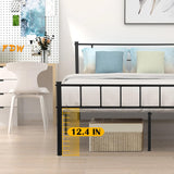 PayLessHere 14 Inch High Metal Platform Bed Frame with Headboard Maximum Storage Space Under The Heavy Duty Bed Frame No Box Spring Needed Noise-Free Easy Assembly (Full) PayLessHere