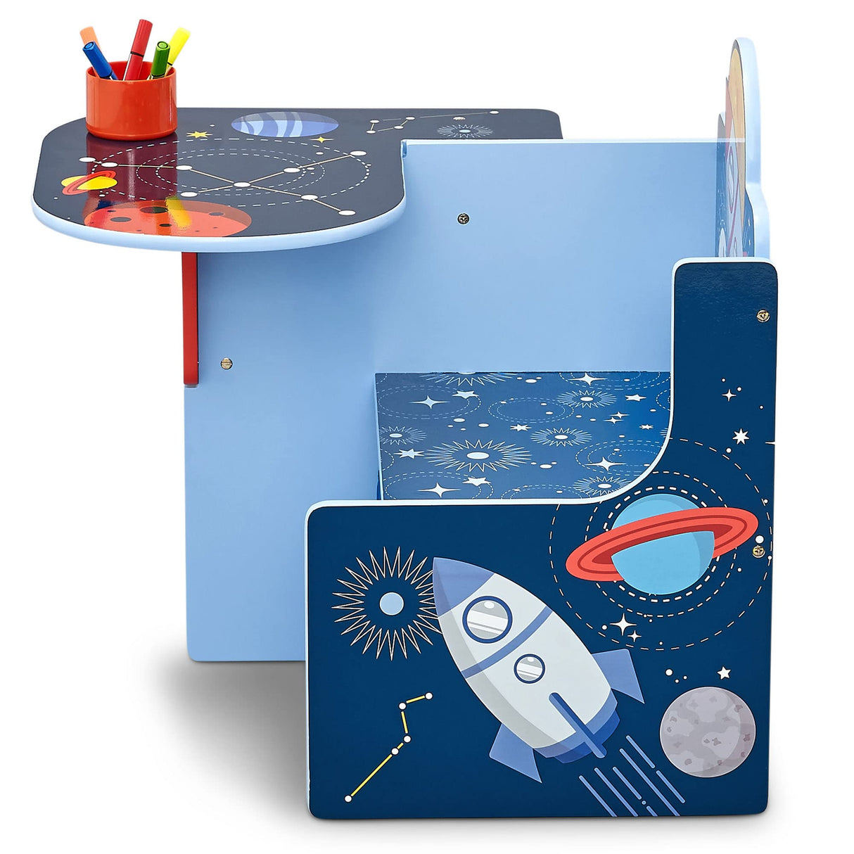 Delta Children Space Adventures Chair Desk with Storage Bin - Ideal for Arts & Crafts, Snack Time, Homeschooling, Homework & More - Greenguard Gold Certified, Blue Delta Children