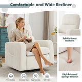 AEMEIOS Swivel Rocker Recliner, Oversized Manual Nursery Glider Rocking Recliner Chair with Removable Cushion, Upholstered Swivel Reclining Chair for Nursery Living Room Bedroom, Corduroy White AEMEIOS