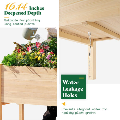 SPECRAFT 4x2 Ft Raised Garden Bed - Features Legs, Drainage Holes, Ideal for Vegetables, Flowers, Elevated Wood Planter Box for Balcony, Patio, Backyard, Easy Assembly Fir Wood SPECRAFT