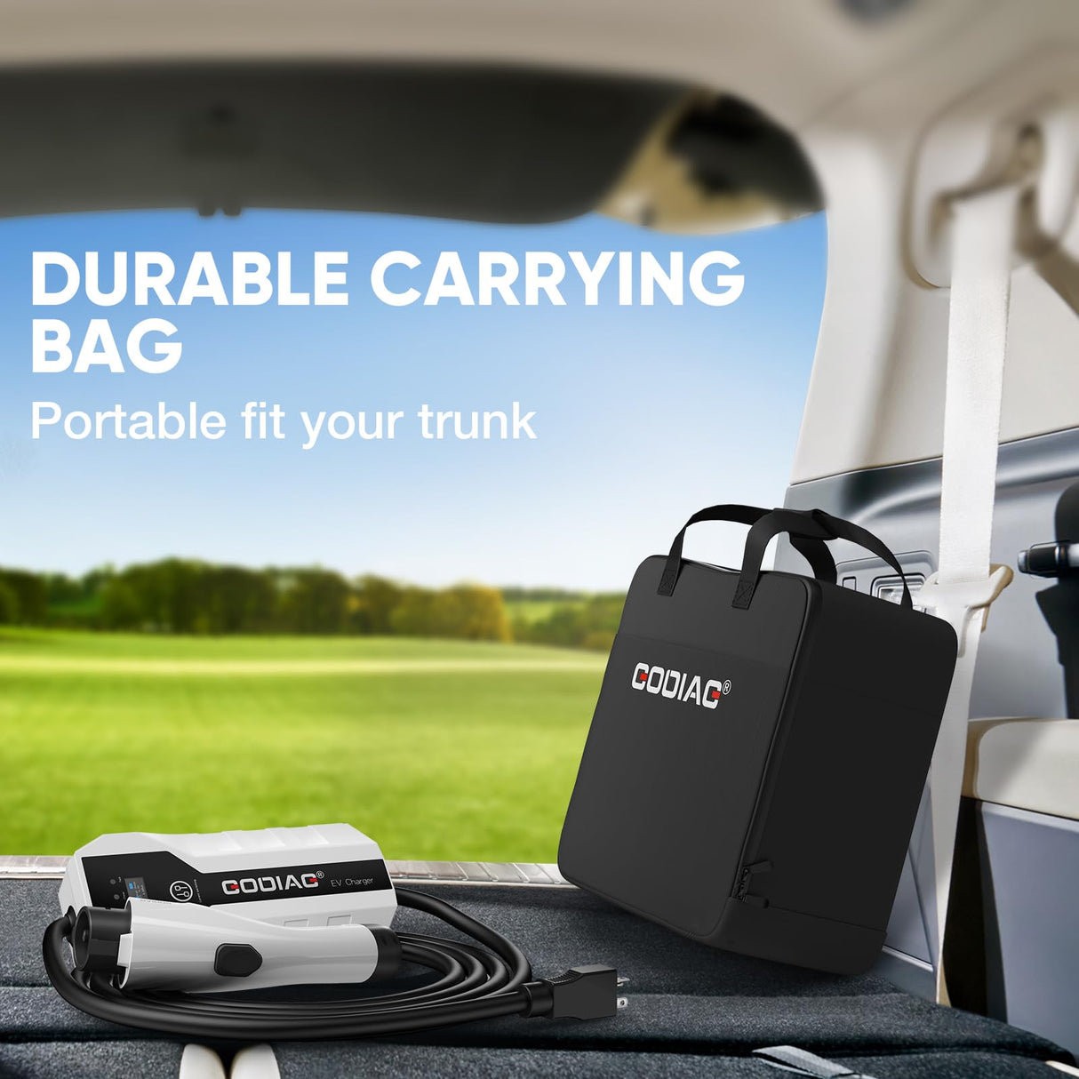 EV101 Portable EV Charger Level 1+2, 8/10/13/16 Amp Adjustable Electric Car Charger, 110V-240V 3.5KW 20 ft Plug-in Hybrid EV Charger GODIAG