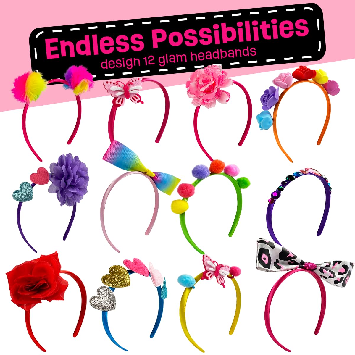 Headband Making Kit for Girls - Make Your Own Fashion Headbands for Kids - DIY Hair Accessories for Girls 4-6 - Arts & Crafts Best Birthday Gifts Ideas - Art Gift for 4 5 6 7+ Year Old Girl THE SCHOLAR ANT