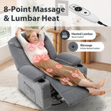 KCREAM Recliner Chair,Rocking Chair with Massage & Heat, 360° Swivel Rocking Chair for Adults, Manual Rocker Recliner with Cup Holders for Living Room, Bedroom, Nursery,Light Gray KCREAM