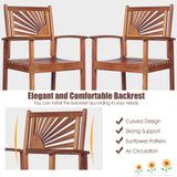 COSTWAY 3PCS Bar Table Set, Outdoor Acacia Wood Dining Set, Spacious Tabletop, Comfortable Backrest, Suitable for Sunroom, Backyard, Balcony, Space-Saving Design COSTWAY