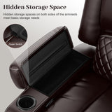 Yolsali Loveseat Recliner Sofa, Manual Reclining Loveseat with Removable Armrest, Faux Leather Recliner Loveseat for Adults with 2-Tier Cushions, USB Charging Ports, Cup Holders - Brown Yolsali