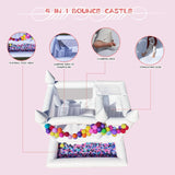 White Bounce House with Slide& Ball Pit for Kids Adults,Commercial PVC Large Inflatable Bounce House Castle Outdoor with 950W Powerul Blower,Wedding Birthday Party Decorations 13.3x13.3x10FT awesmflate